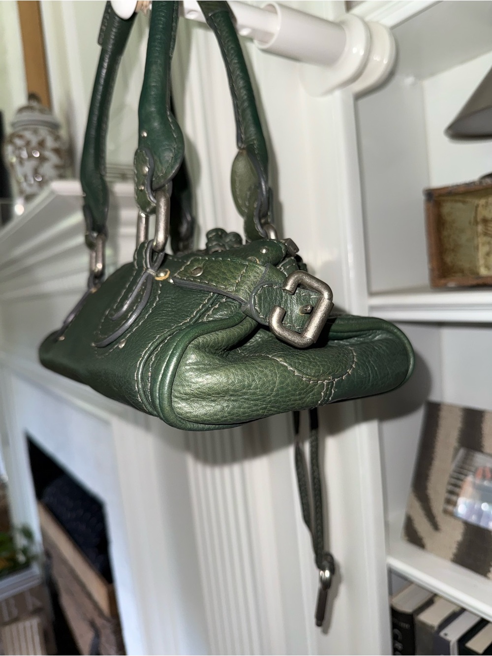 CHLOE Paddington Bag Small Green Silver Satchel Tote Phoebe Philo Y2K - Picture 6 of 14